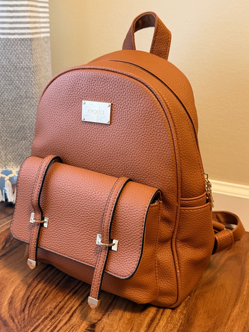 Small Brown Faux Leather Backpack Mini Backpack
